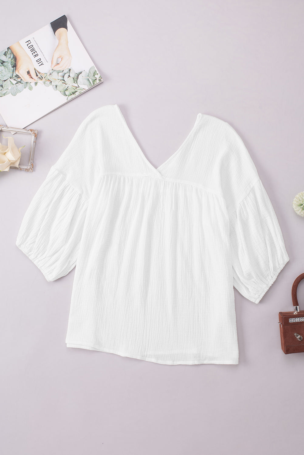 Women's Dropped Shoulder V-Neck Blouse