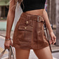 Women's Belted Denim Shorts with Pockets