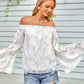 Women's Applique Flounce Sleeve Off-Shoulder Blouse