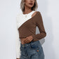 Women's Cropped Contrast Color Round Neck Short Sleeve Tee