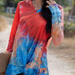 Women's Twisted Multicolor V-Neck Long Sleeve Tee