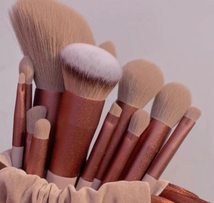 Purple Flower Holly Leaf 13 Piece Makeup Brushes