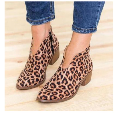Women's Side Zip Leather Ankle Boots