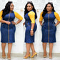 Women's Plus Denim Sleeveless Zipper Closing Dress