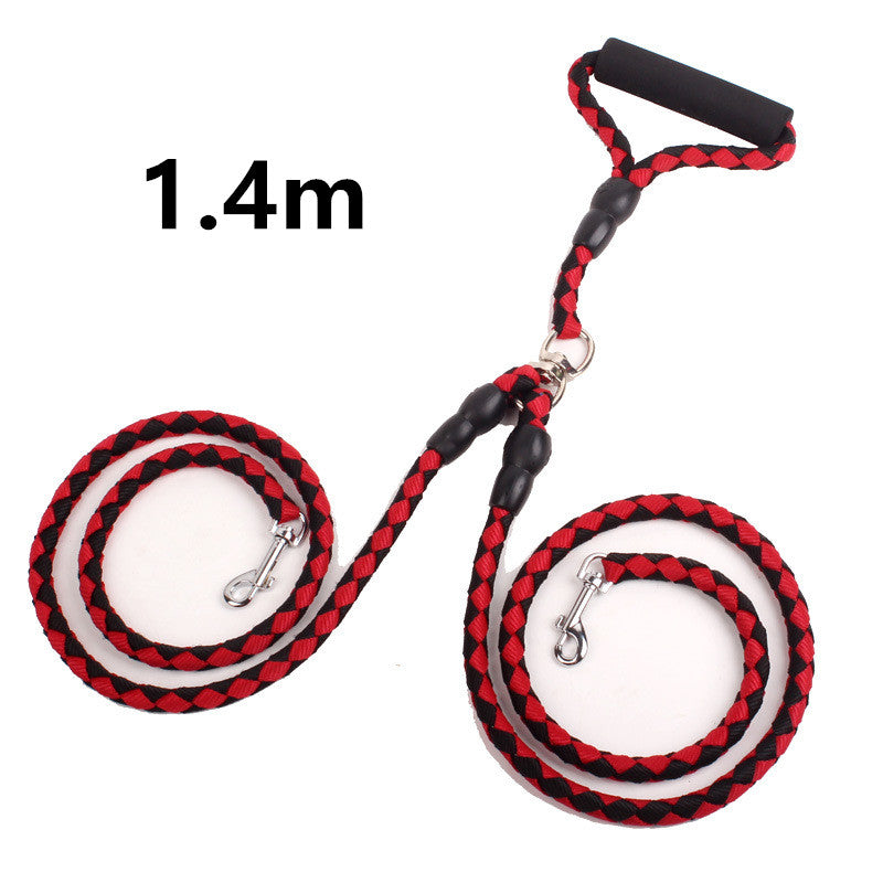 Pet Double-Ended Traction Rope For Walking The Dog Hand-Double-Ended Traction Rope One Plus Two Leash Collar