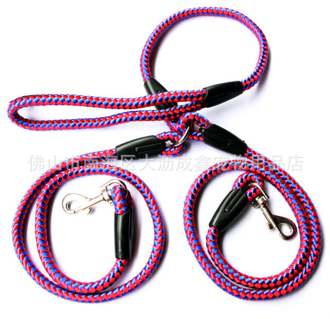 Pet Double-Ended Traction Rope For Walking The Dog Hand-Double-Ended Traction Rope One Plus Two Leash Collar