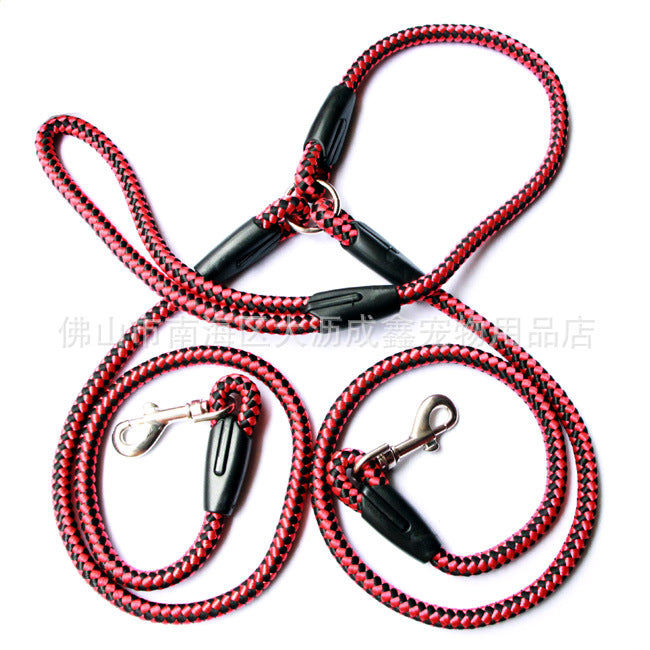 Pet Double-Ended Traction Rope For Walking The Dog Hand-Double-Ended Traction Rope One Plus Two Leash Collar