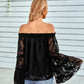 Women's Applique Flounce Sleeve Off-Shoulder Blouse
