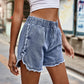 Women's Elastic Waist Raw Hem Denim Shorts