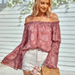 Women's Applique Flounce Sleeve Off-Shoulder Blouse