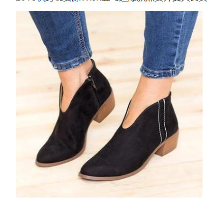 Women's Side Zip Leather Ankle Boots