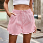 Women's Elastic Waist Raw Hem Denim Shorts