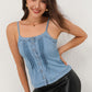 Women's Pleated Detail Buttoned Denim Cami