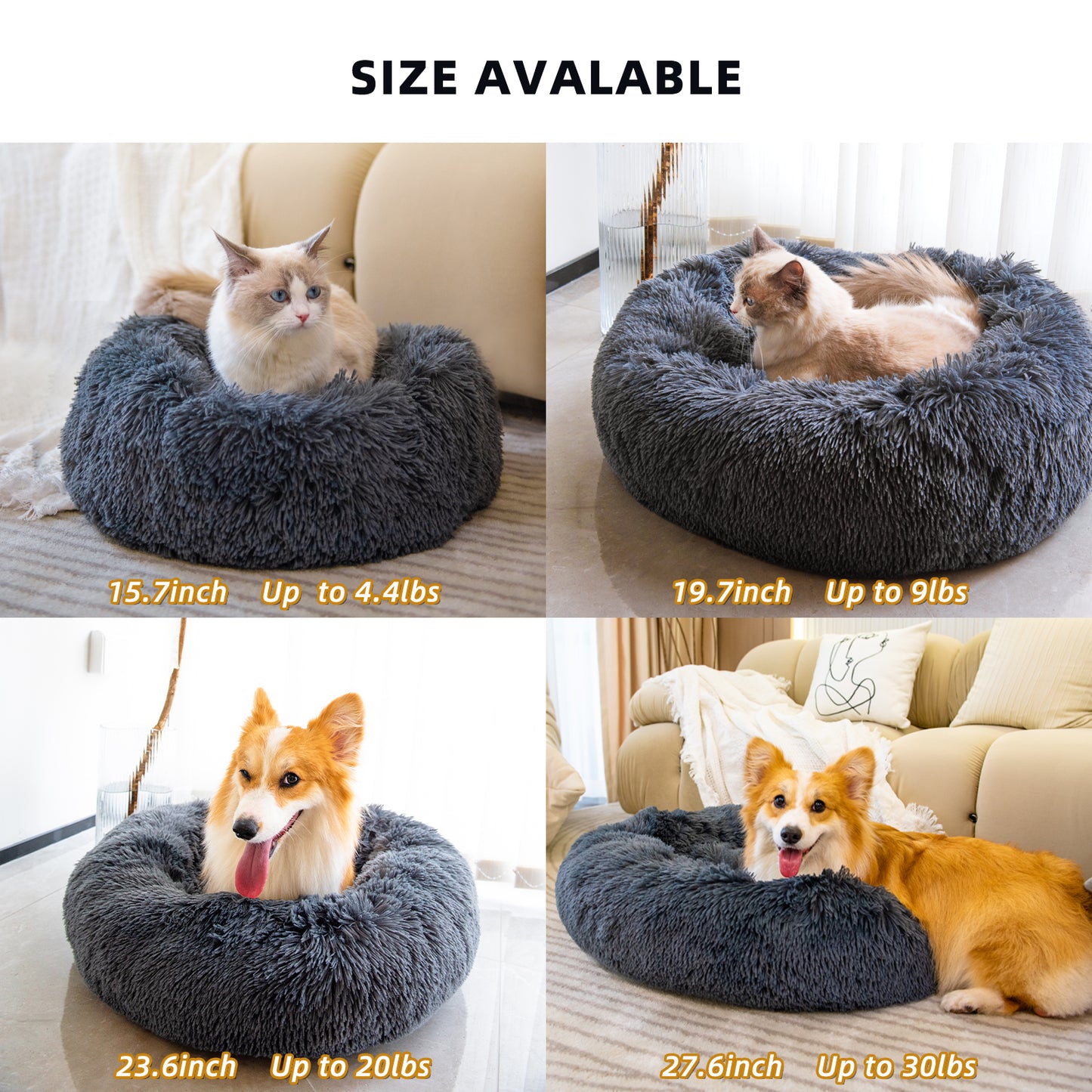 Pet Bed For Cat or Dog Anti-Slip & Water-Resistant Bottom Washable For Small Medium Pets