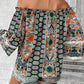 Women's Printed Frill Trim Off-Shoulder Blouse