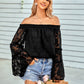 Women's Applique Flounce Sleeve Off-Shoulder Blouse