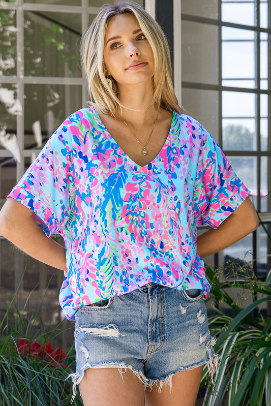 Women's Printed V-Neck Tee Shirt