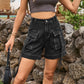 Women's High Waist Denim Jean Cargo Shorts