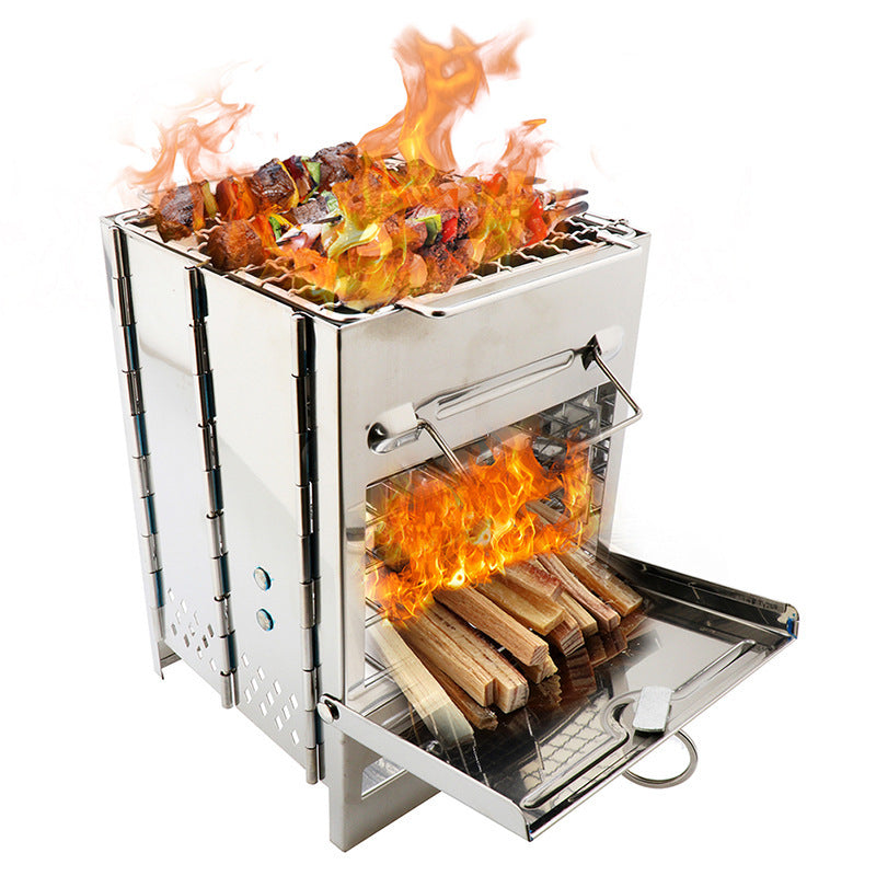 Lightweight Adjustable Folding Wood Stove for Outdoor Cooking Picnic Hunting BBQ Windproof