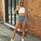 Women's Raw Hem Distressed Denim Jean Shorts