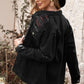 Women's Distressed Button-Up Denim Jacket with Pockets
