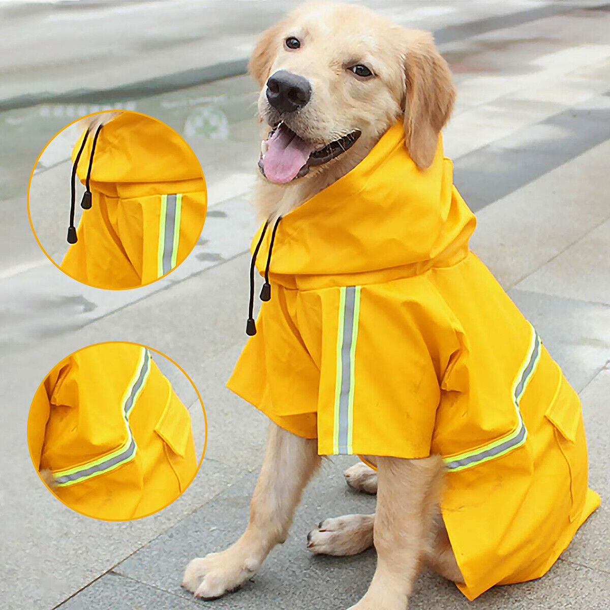 Pet Dog Puppy Raincoat Hoodie Jacket Hooded Coat Clothes Waterproof Raincoat