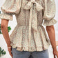 Women's V-Neck Flounce Sleeve Blouse