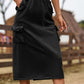 Women's Drawstring Waist Slit Denim Jean Skirt