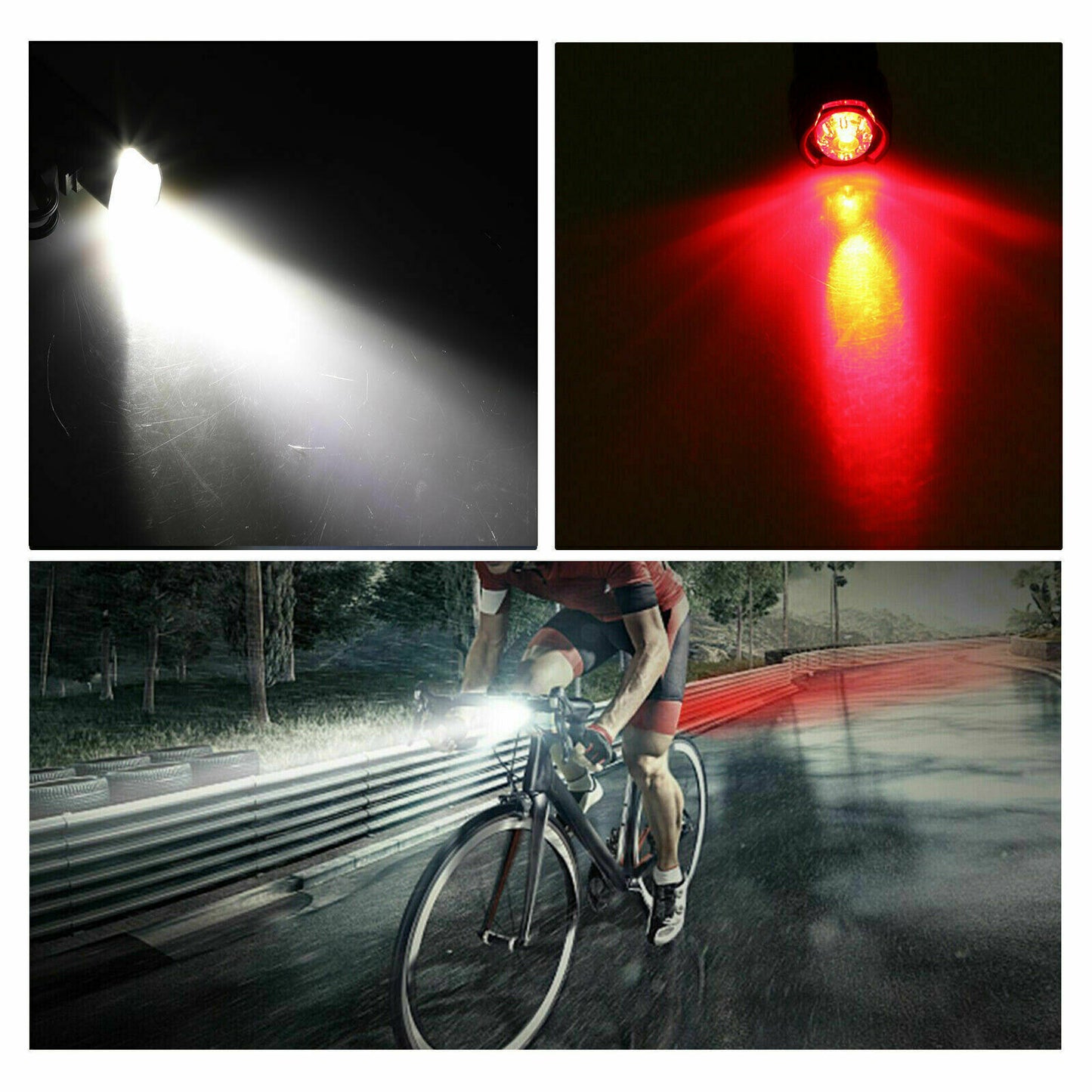 USB Rechargeable LED Bicycle Headlight Bike Head Light Front Rear Lamp Cycling