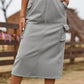 Women's Drawstring Waist Slit Denim Jean Skirt