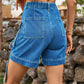 Women's High Waist Denim Jean Cargo Shorts