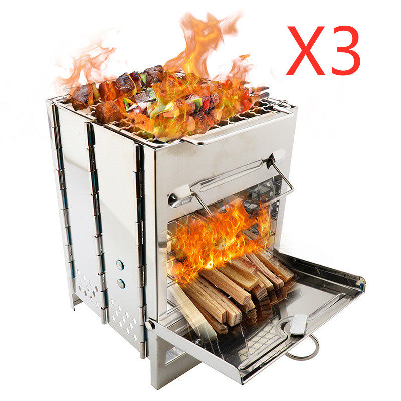 Lightweight Adjustable Folding Wood Stove for Outdoor Cooking Picnic Hunting BBQ Windproof