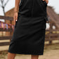 Women's Drawstring Waist Slit Denim Jean Skirt