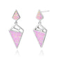 Women's 925 Sterling Silver Geometric With Opal Dangle Drop Stud Earrings Women Girls