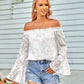 Women's Applique Flounce Sleeve Off-Shoulder Blouse