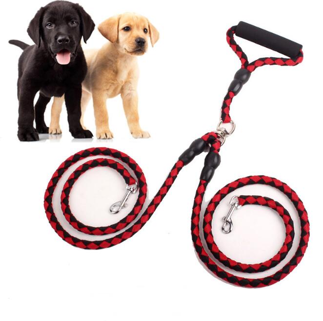 Pet Double-Ended Traction Rope For Walking The Dog Hand-Double-Ended Traction Rope One Plus Two Leash Collar