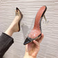 Women's High Heel Slip Rhinestone Clear Sole Shoes