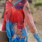 Women's Twisted Multicolor V-Neck Long Sleeve Tee