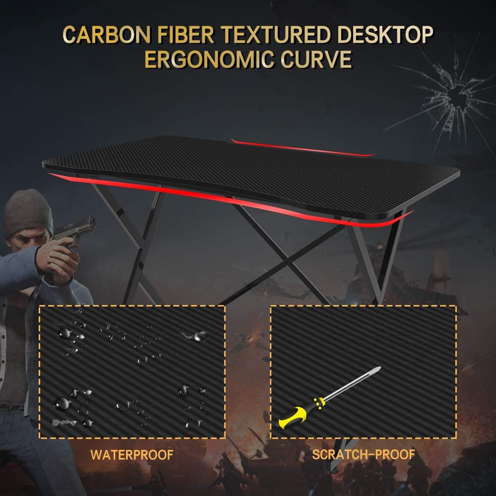 Gaming Desk, 43 Inch PC Computer Gaming Desk Ergonomic Home Office Desk Table Gamer Workstation Gaming Table