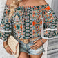 Women's Printed Frill Trim Off-Shoulder Blouse