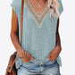 Women's Eyelet Contrast V-Neck Tee