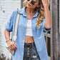Women's Collared Neck Denim Jean Shirt with Pockets