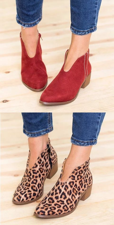 Women's Side Zip Leather Ankle Boots