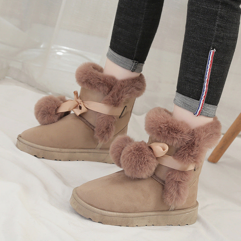 Teens Women's Casual Velvet Warm Short Tube Boots