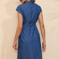 Women's Button Down Belted Denim Dress