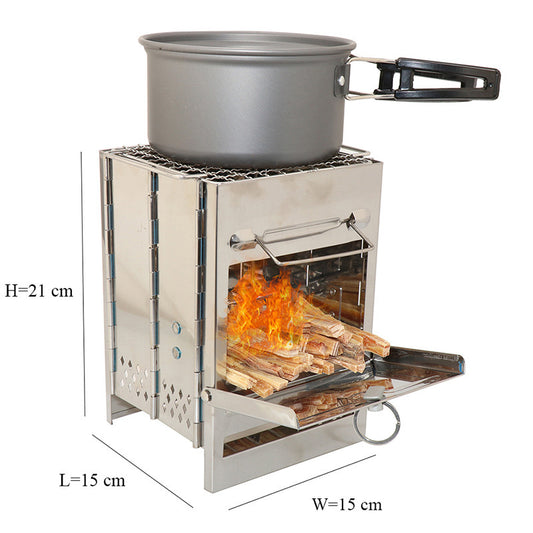 Lightweight Adjustable Folding Wood Stove for Outdoor Cooking Picnic Hunting BBQ Windproof