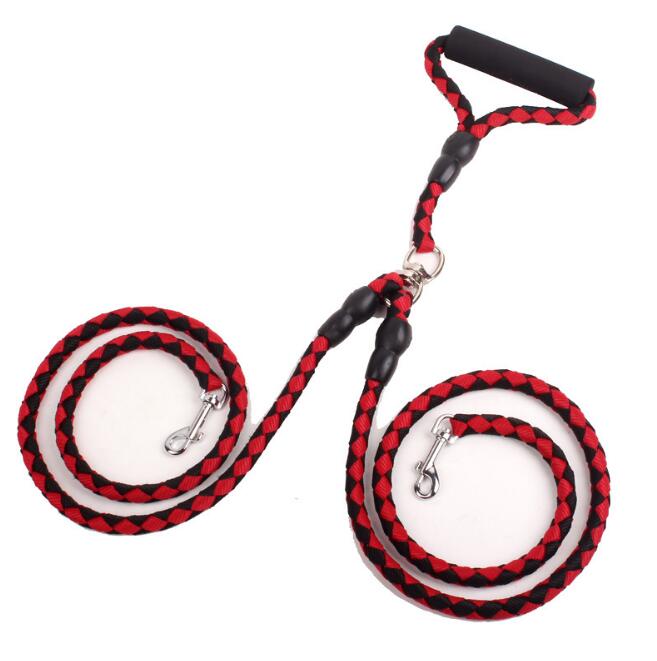 Pet Double-Ended Traction Rope For Walking The Dog Hand-Double-Ended Traction Rope One Plus Two Leash Collar
