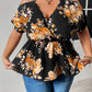 Women's Plus Size Floral Print Cold Shoulder Surplice Neck Blouse