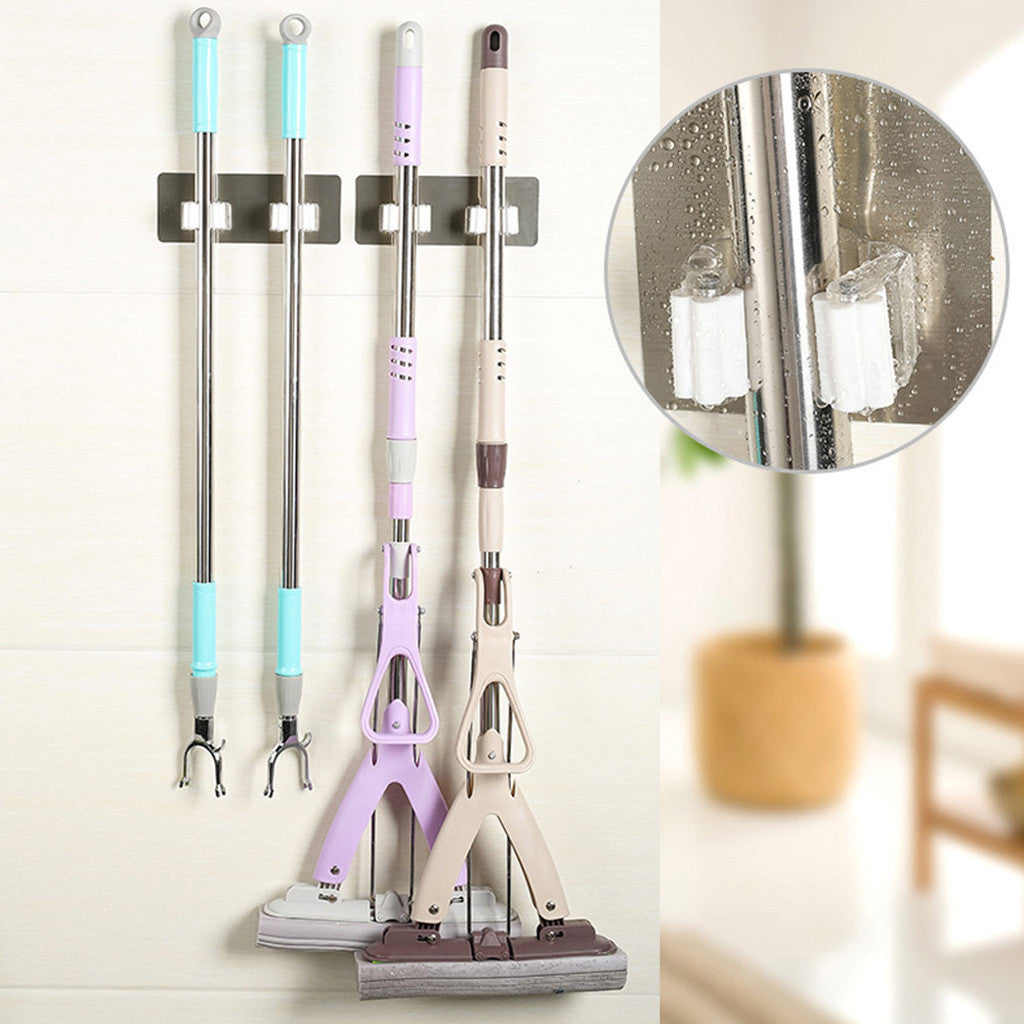 Wall Mounted Mop Organizer Holder Brush Broom Hanger Storage Rack Kitchen Tool