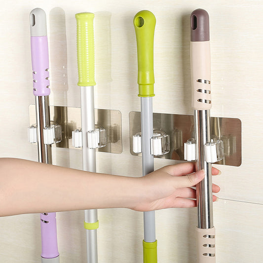 Wall Mounted Mop Organizer Holder Brush Broom Hanger Storage Rack Kitchen Tool